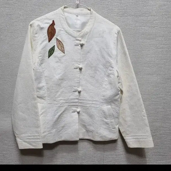 [BUNJANG] V022 White Leaf Embroidered Casual Hanbok Top / v022 생활한복 상의