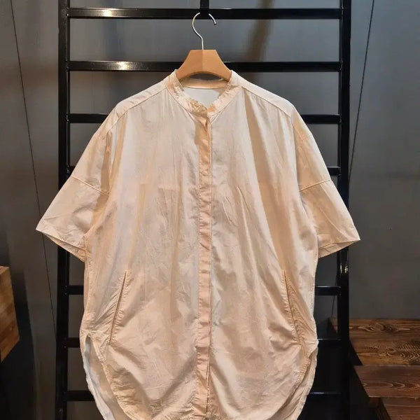 [BUNJANG] SYSTEM China Collar Oversized Short Sleeve Shirt / [55/M] 시스템 SYSTEM 차이나넥 오버핏 반팔 셔츠 3.9