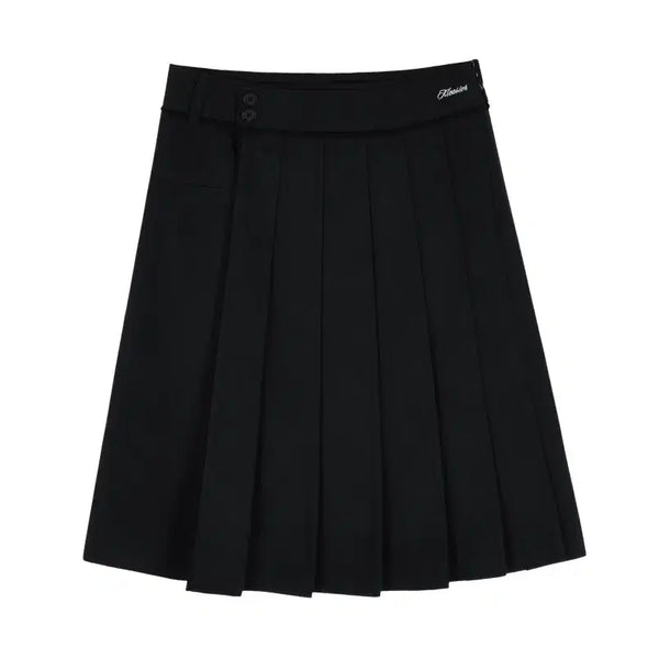 [BUNJANG] Clishere Two-Button Pleated Midi Skirt Black / 클리시어 Two-Button Pleated Midi Skirt, Black