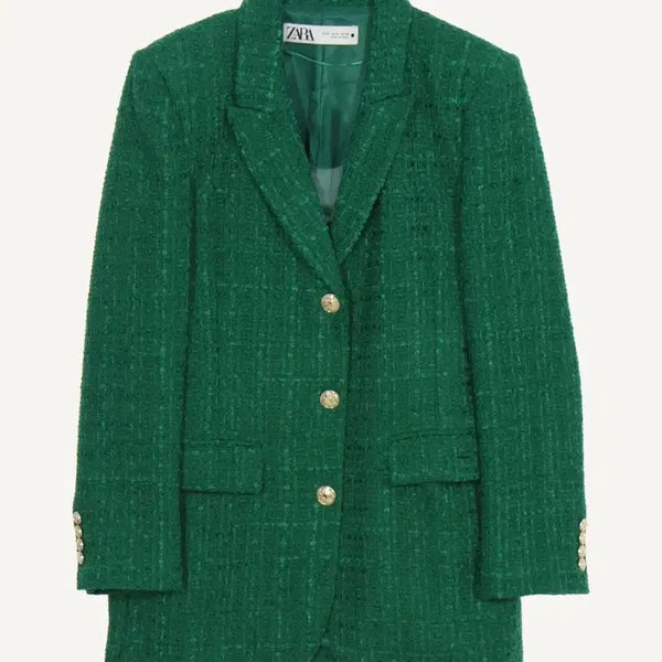 [BUNJANG] Zara Tweed Jacket Green / 자라 트위드 자켓 그린