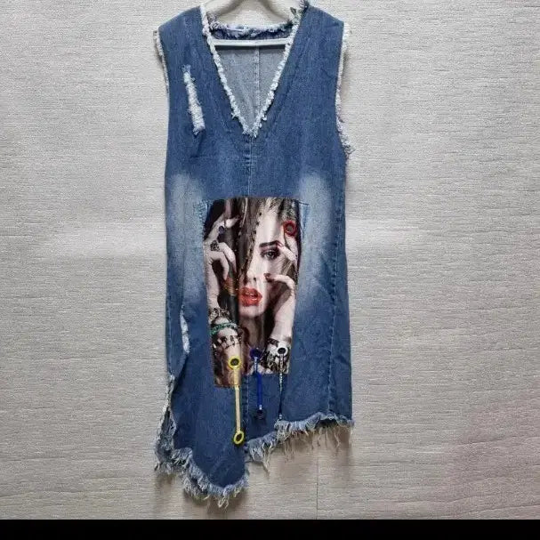 [BUNJANG] v028 Denim Sleeveless Long Dress / v028 데님 민소매 롱 원피스