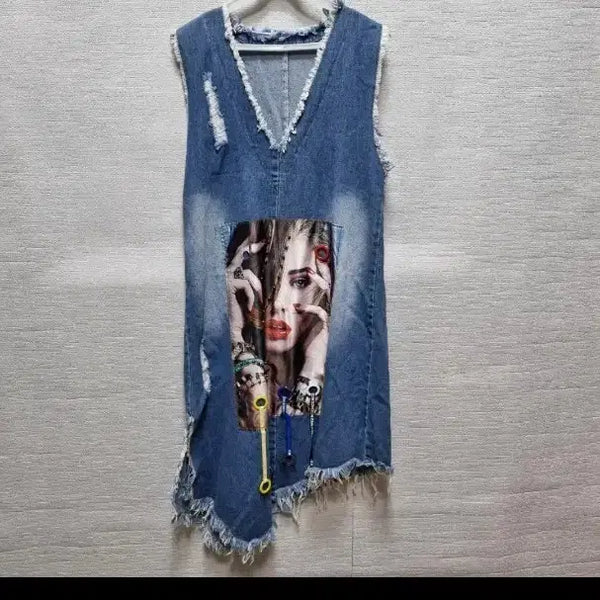 [BUNJANG] v028 Denim Sleeveless Long Dress / v028 데님 민소매 롱 원피스