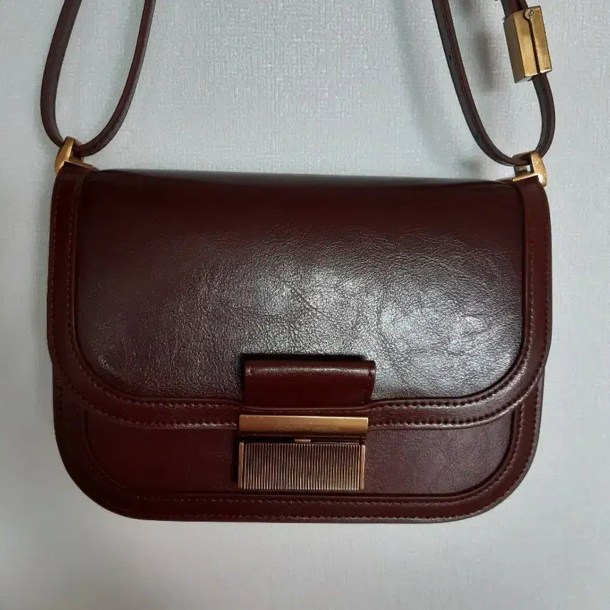 [BUNJANG] Genuine Leather Shoulder Crossbody Bag Brown / 소가죽 브랜드 숄더크로스백 브라운색