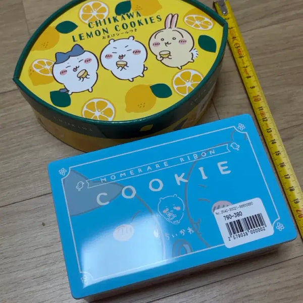 [BUNJANG] Chiikawa Lemon Cookie Box & Cookie Tin Case Set / 치이카와 먼작귀 레몬 쿠키 포장 박스 상자 원형 쿠키 통 틴케이스 우사기 하치와레 보관함