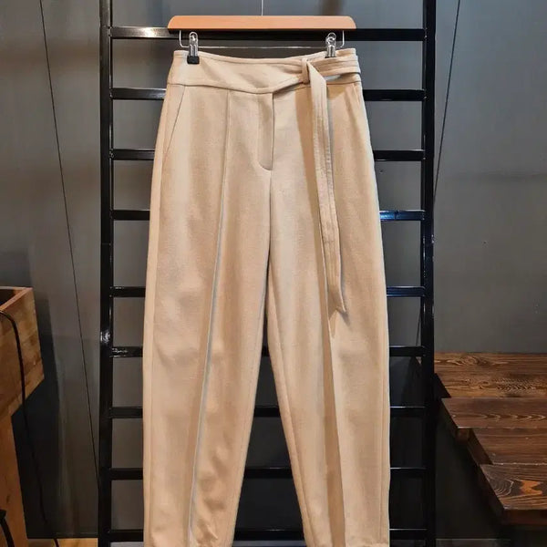 [BUNJANG] DEWL Belted High-Waisted Tapered Slacks Beige / [55/S] 듀엘 DEWL 벨트 하이웨스트 테이퍼드 슬랙스 베이지 2.9
