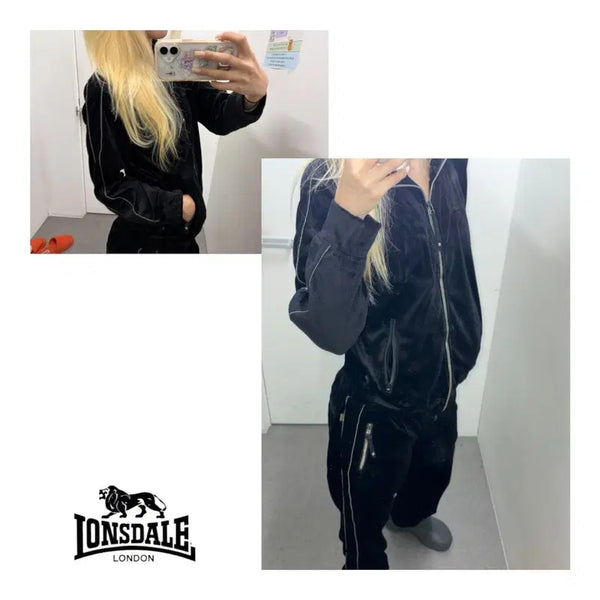 [BUNJANG] Lonsdale Velvet Training Set-up Tracksuit / 론즈데일 벨벳 트레이닝 셋업