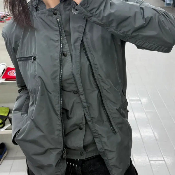 [BUNJANG] Solid Homme Layered Detail Zipper Windbreaker Jacket / (M)  솔리드옴므 레이어드 디테일 지퍼 윈드브레이커 자켓