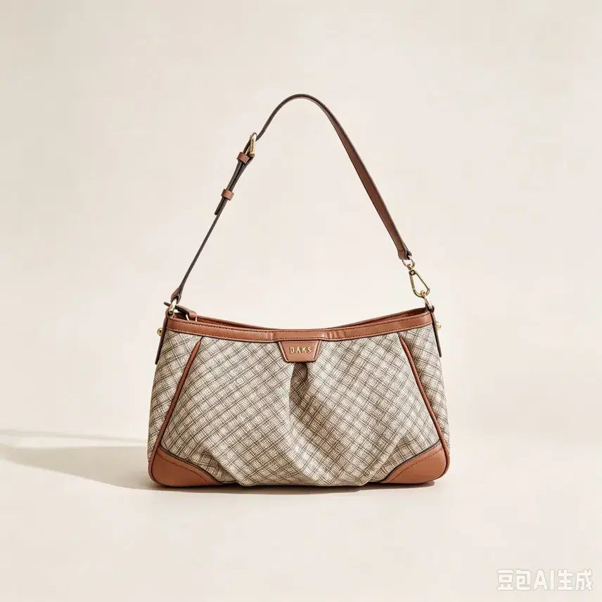 [BUNJANG] Daks Check Shoulder Bag Brown / 닥스 체크 숄더백 브라운