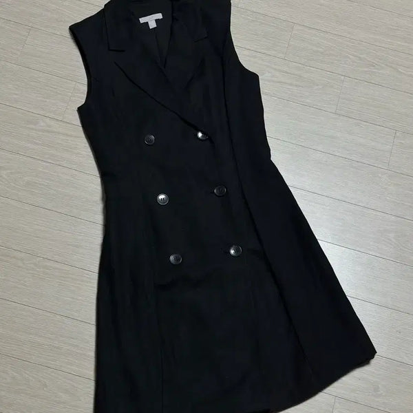 [BUNJANG] H&M Black Double-Button Sleeveless Blazer Dress / H&M 블랙 블레이저 더블버튼 원피스