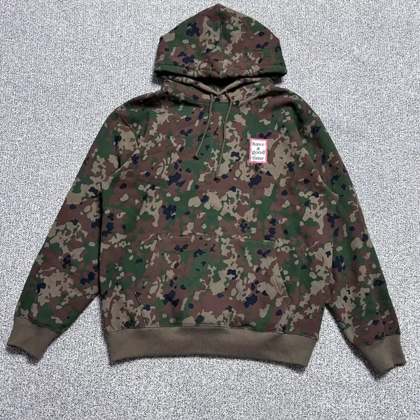 [BUNJANG] Have a Good Time Blue Frame Camo Hoodie / L 헤브어굿타임 블루 프레임 카모 후드티 0823