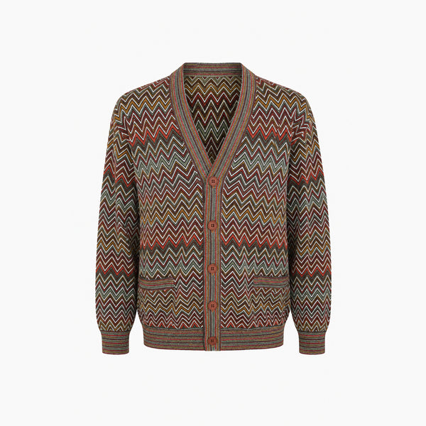 [BUNJANG] MISSONI Argyle 100% Cotton Cardigan - Men / MISSONI 미쏘니 코튼 100% 아가일 가디건 - Men (5360)