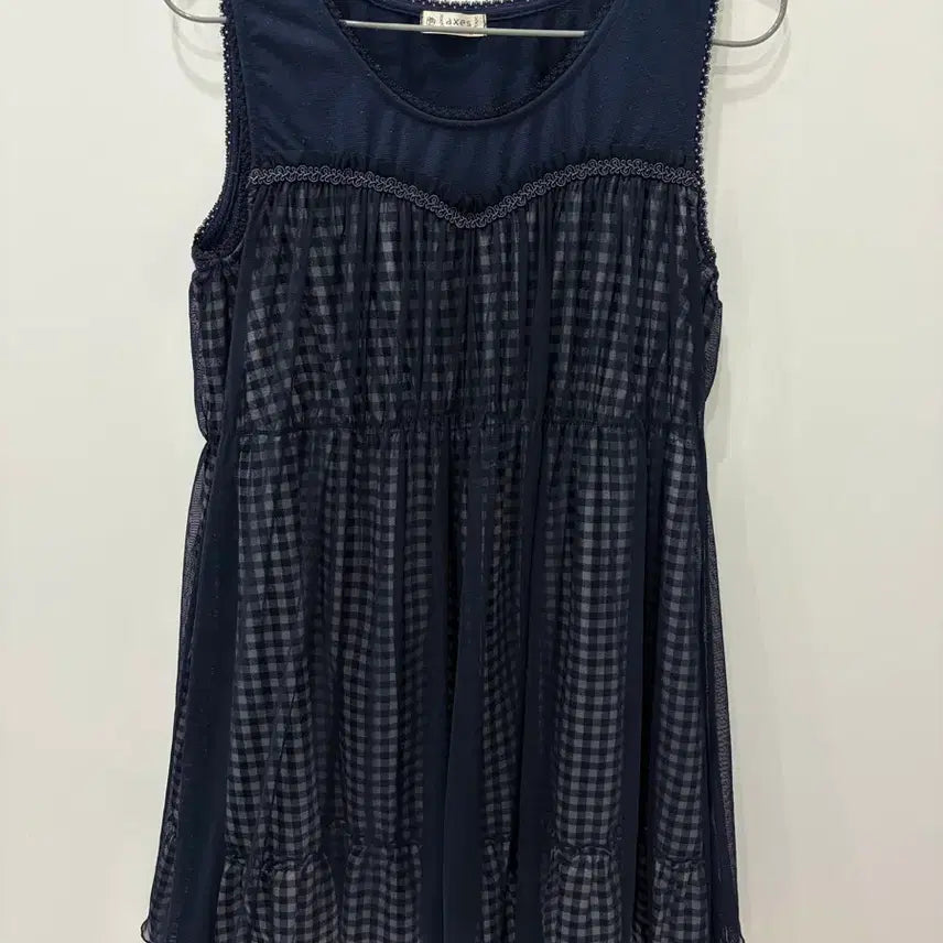 [BUNJANG] AXISFARM Check Dress Navy / 엑시즈팜 체크 원피스 네이비