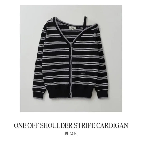 [BUNJANG] Rollerla Open Shoulder Cardigan Knit T-shirt / 로라로라 오픈숄더 가디건 니트 티셔츠