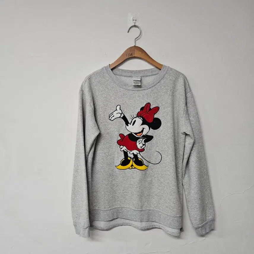 [BUNJANG] Disney Minnie Mouse Applique Fleece Sweatshirt / [L] 디즈니 미니마우스 와펜 기모 맨투맨