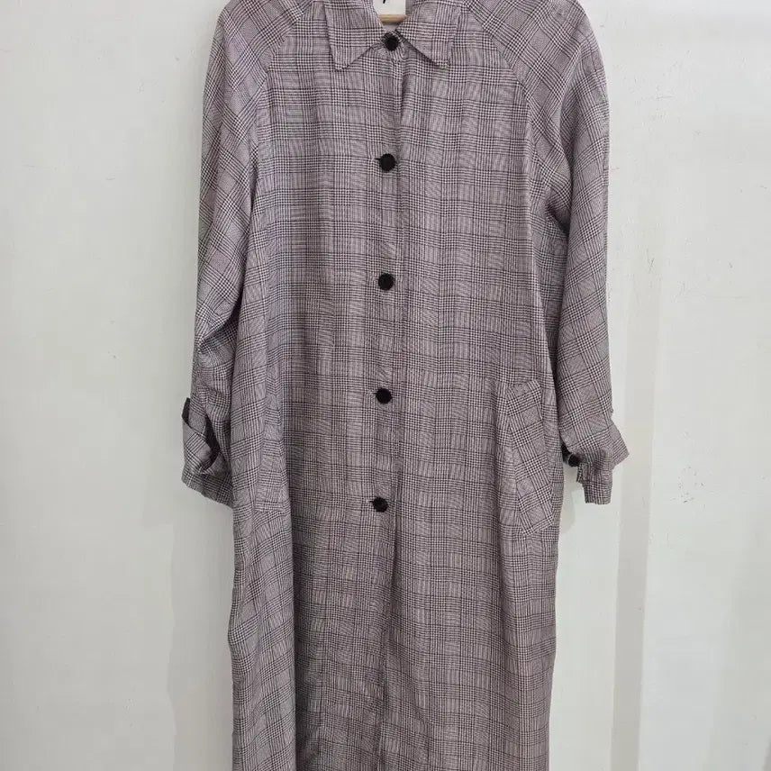 [BUNJANG] 6397 Glen Check Cupro Long Coat / 식스스리나인세븐 글렌 체크 큐프라 롱 코트