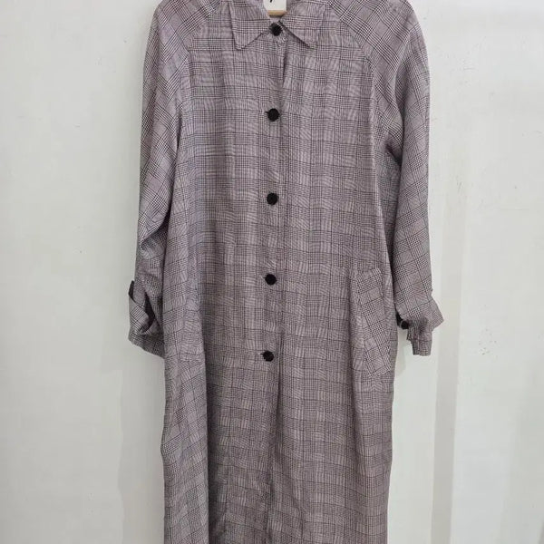 [BUNJANG] 6397 Glen Check Cupro Long Coat / 식스스리나인세븐 글렌 체크 큐프라 롱 코트