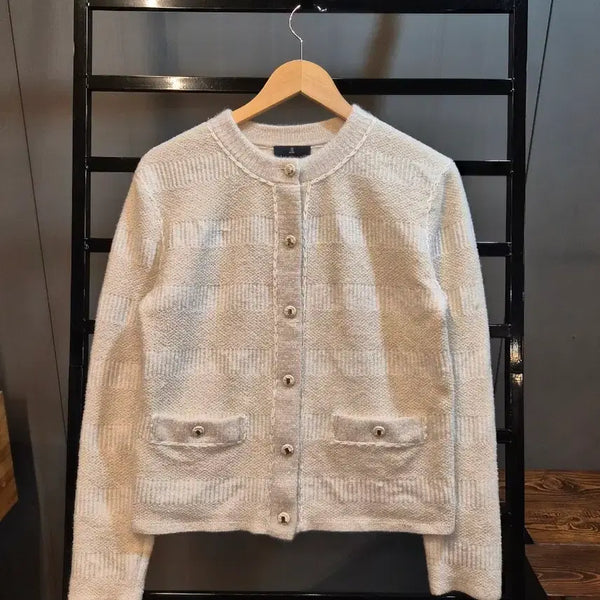 [BUNJANG] Lanvin Collection Wool Blend Tweed Knit Jacket Cardigan - Ivory / [90/F] 랑방 컬렉션 LANVIN COLLECTION 울 혼방 트위드 니트 자켓 가디건 아이보리 12.9