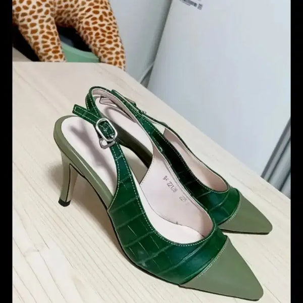 [BUNJANG] Kaizen Green Mule Heels (8cm Heel Height) / (새상품)카이젠 그린 뮬 힐 225.  굽높이 8