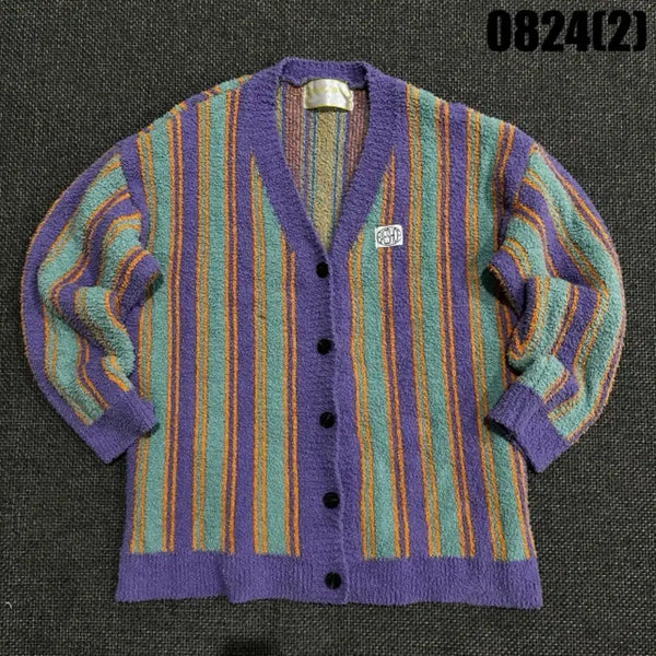 [BUNJANG] Baeshop Striped Cardigan Purple L / Baeshop 줄무늬 가디건 퍼플 L