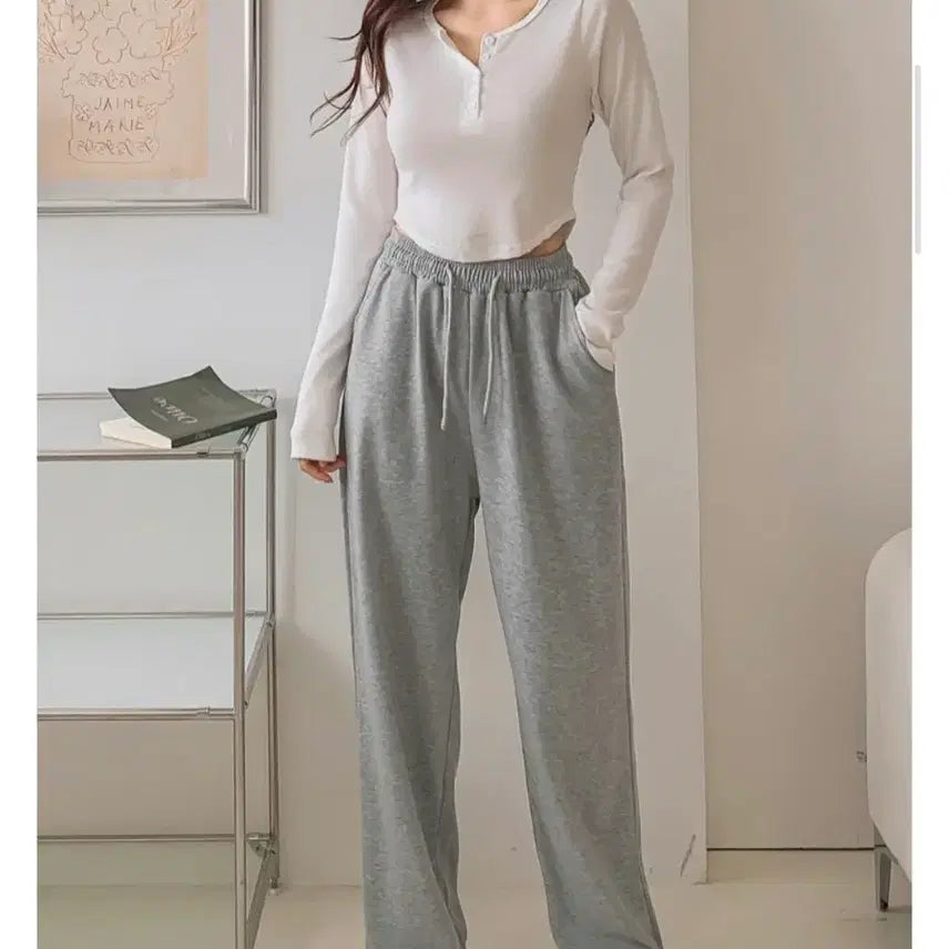 [BUNJANG] Gray Wide Training Pants / 그레이 와이드 트레이닝 팬츠