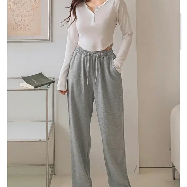 [BUNJANG] Gray Wide Training Pants / 그레이 와이드 트레이닝 팬츠