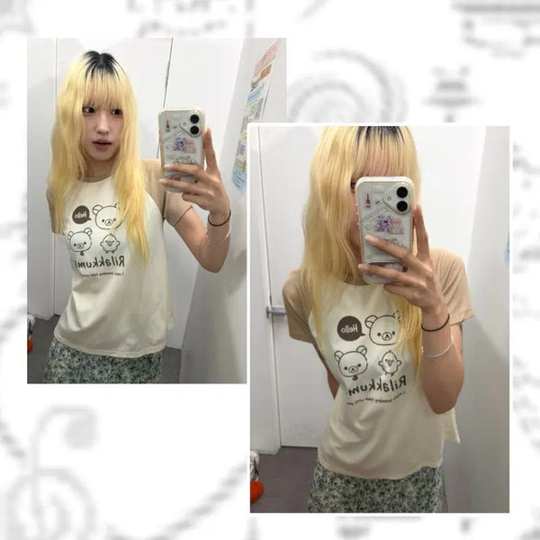 [BUNJANG] Rilakkuma Short Sleeve T-Shirt / 리락쿠마 반팔티