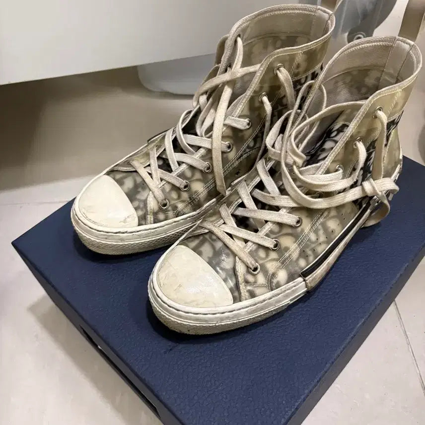 [BUNJANG] Dior B23 Oblique High-Top Sneakers / 디올 오블리크 하이탑 스니커즈 40