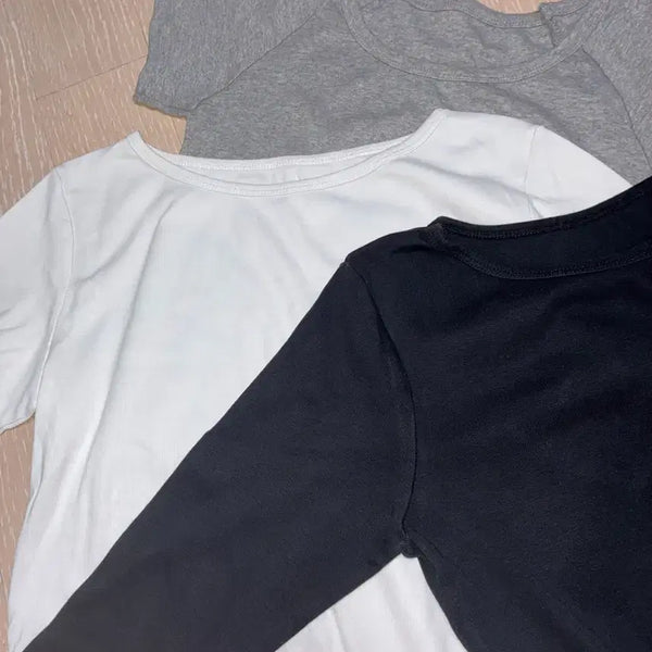 [BUNJANG] Black Up Bundle Set 3 Basic 7-Sleeve & Short-Sleeve T-Shirts / (3장 일괄 가격) 블랙업 무지 티셔츠