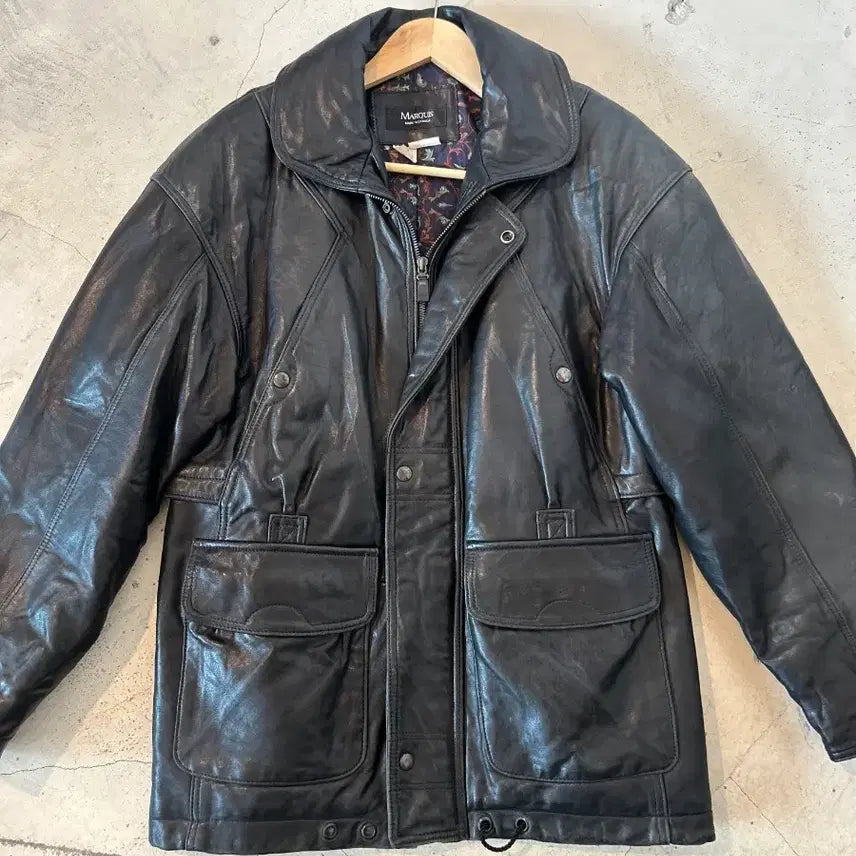 [BUNJANG] MARQUIS Black Lambskin Leather Jacket / MARQUIS 블랙 양가죽 자켓