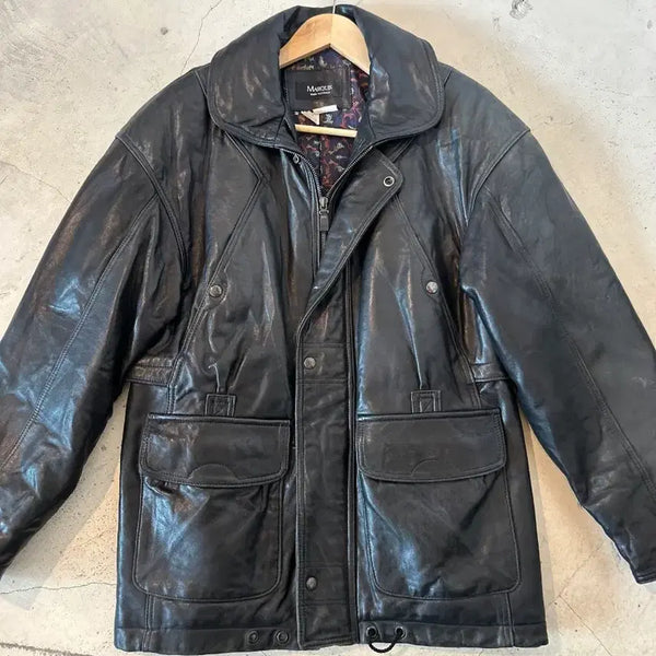 [BUNJANG] MARQUIS Black Lambskin Leather Jacket / MARQUIS 블랙 양가죽 자켓