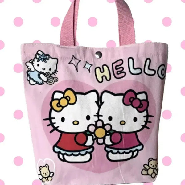 [BUNJANG] Hello Kitty Pink Canvas Tote Bag / 헬로키티 핑크 에코백 캔버스백 토트백