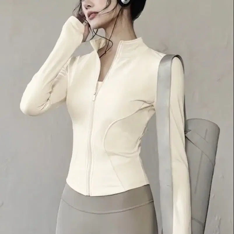 [BUNJANG] Women's Cream Color Zip-Up Jacket / (새상품) 여성 크림색 운동자켓