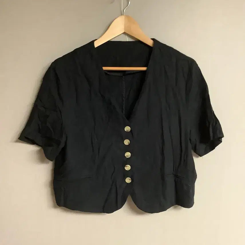 [BUNJANG] Black Short-Sleeve Cropped Jacket / 블랙 반팔 크롭 자켓 여성자켓 여름자켓