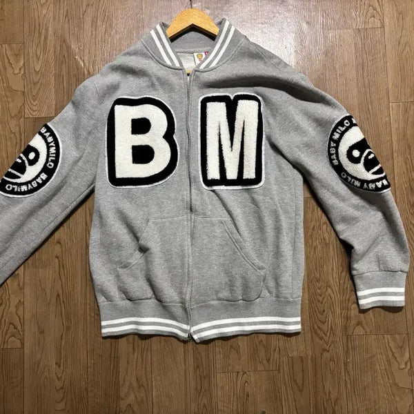 [BUNJANG] Baby Milo BM Patch Baseball Jacket Cotton Varsity / 베이비마일로 BM 패치 야구점퍼 코튼 바시티
