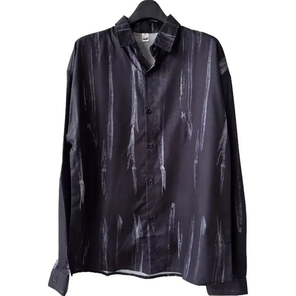 [BUNJANG] Men's Black Patterned Long Sleeve Shirt / M/남성 긴팔 셔츠 블랙 무늬/새제품