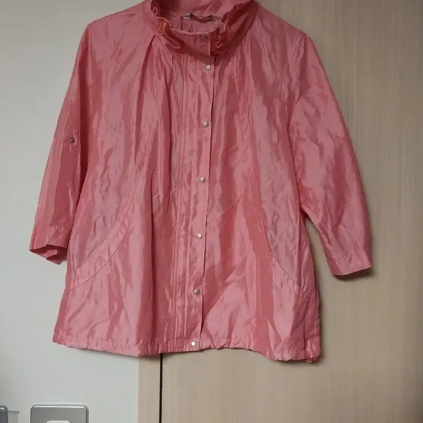 [BUNJANG] Crocodile Pink Windbreaker Jacket / 빅사이즈 크로커다일 핑크색 바람막이 여성 봄 가을 자켓 66 77