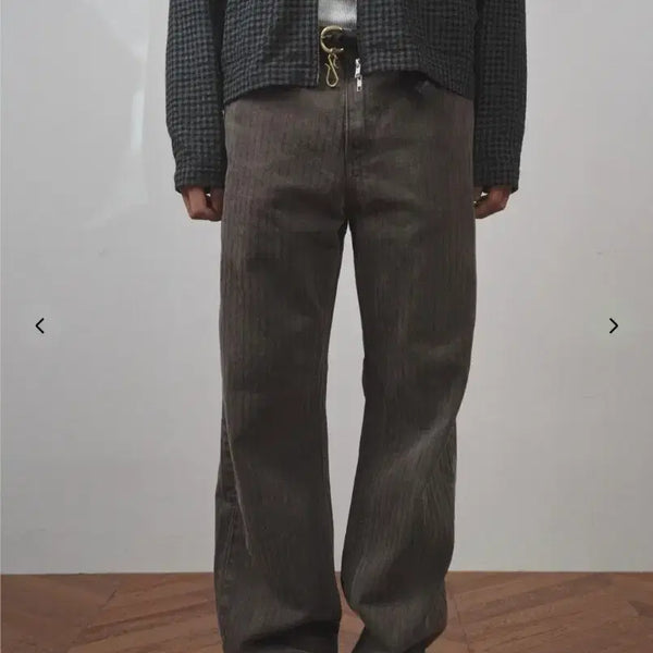[BUNJANG] Surface Edition Herringbone Straight Pants M Brown / 서피스에디션 헤링본 스트레이트 팬츠 M 브라운