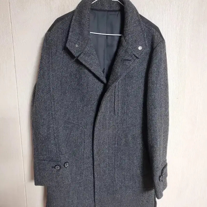 [BUNJANG] GIOGIORGIO Herringbone Coat Jacket Men's 95 Grey / 지오송지오 헤링본 코트 자켓 남성 95 그레이