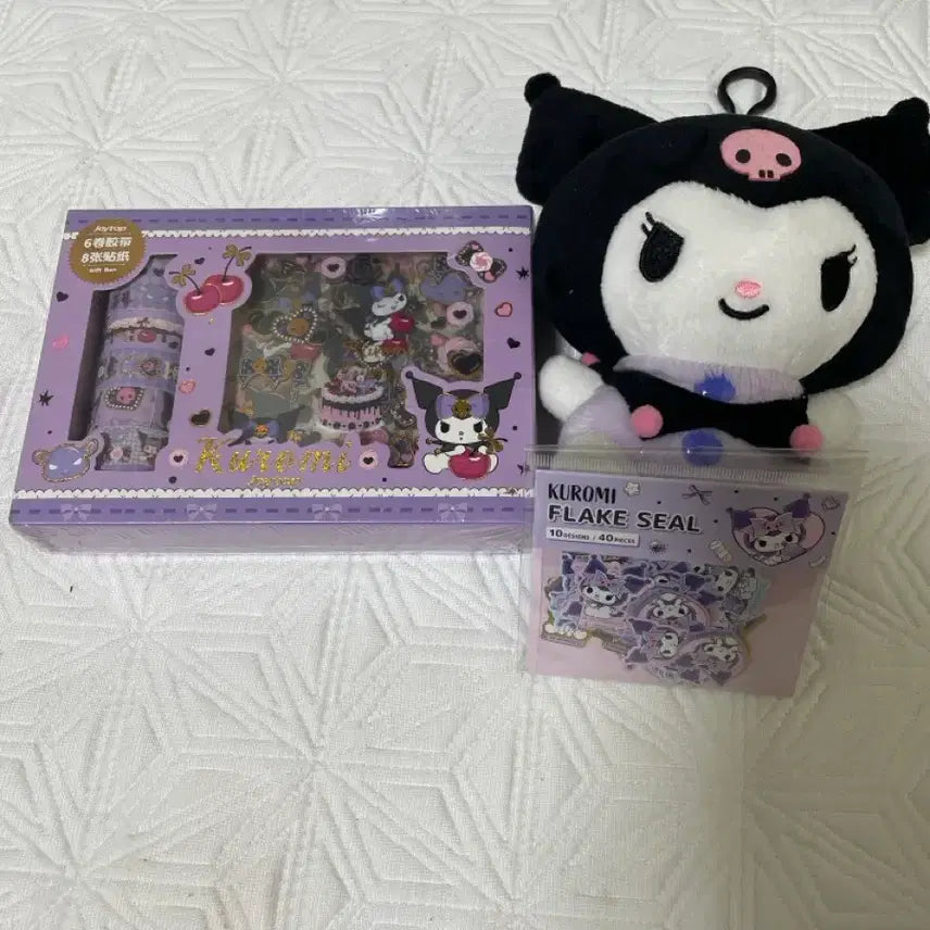 [BUNJANG] Kuromi Plush Doll Keychain & Stationery Set / 쿠로미 굿즈