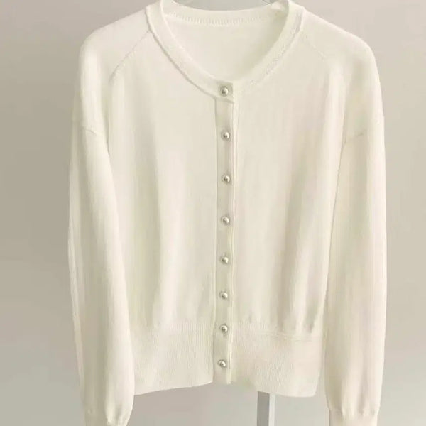 [BUNJANG] Time Mania Silver Ball Button Cardigan White / 타임 매니아 실버볼 버튼 가디건 화이트