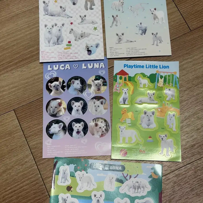[BUNJANG] Lukaluna White Lion Sticker Pack (5 Sheets) / 백사자 루카루나 스티커 5장