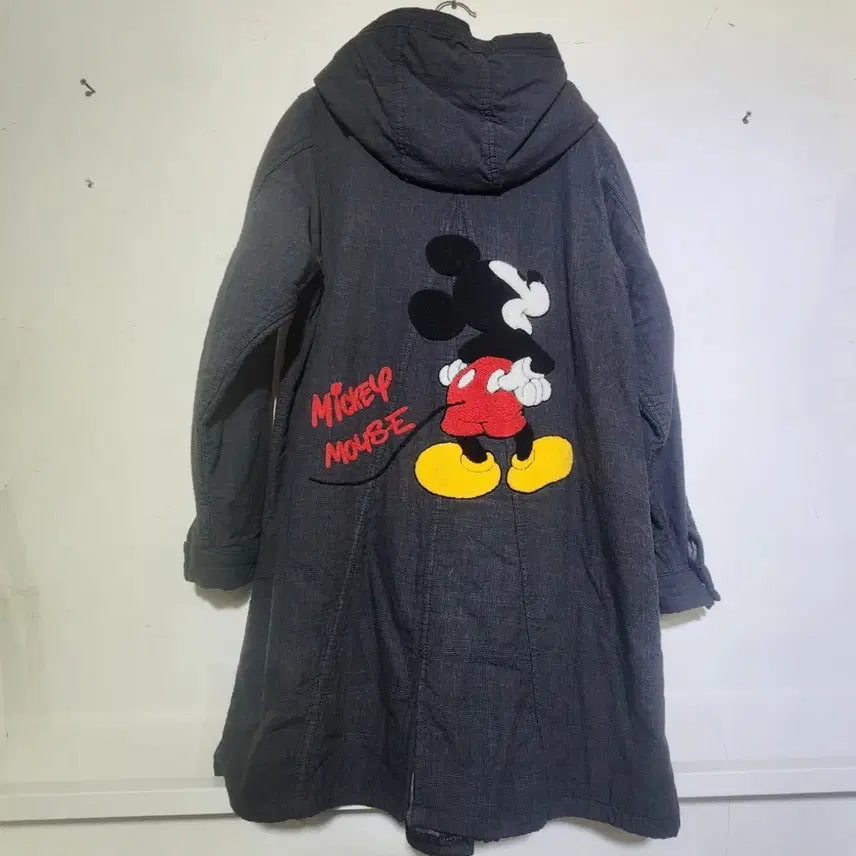 [BUNJANG] Vintage Zone Disney Mickey Mouse Check Hooded Coat / 빈티지존 디즈니 미키마우스 체크 후드 코트  F