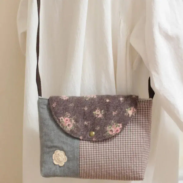 [BUNJANG] Handmade Mori Girl Patchwork Crossbody Bag / 핸드메이드 모리걸 패치워크 크로스백