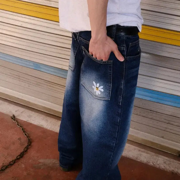 [BUNJANG] LABROS Smart Daisy Cat Brush Baggy Jeans (M) / [LABROS] Smart Daisy Cat Brush Baggy Jeans (M)