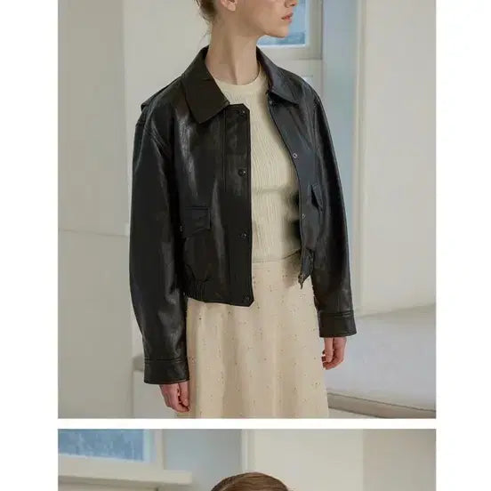 [BUNJANG] Olive des Olive Black Leather Jacket (Size 55) / 올리브데올리브 가죽 자켓 55
