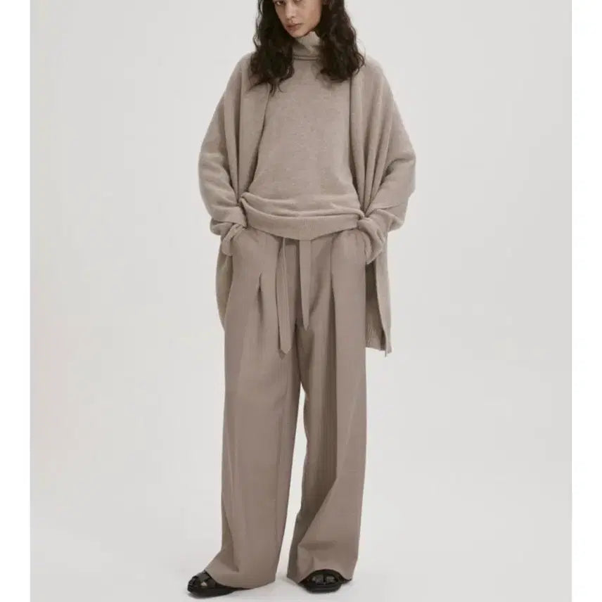 [BUNJANG] Recto Belted Wide Leg Wool Pants / 렉토 벨티드 와이드 레그 울 팬츠