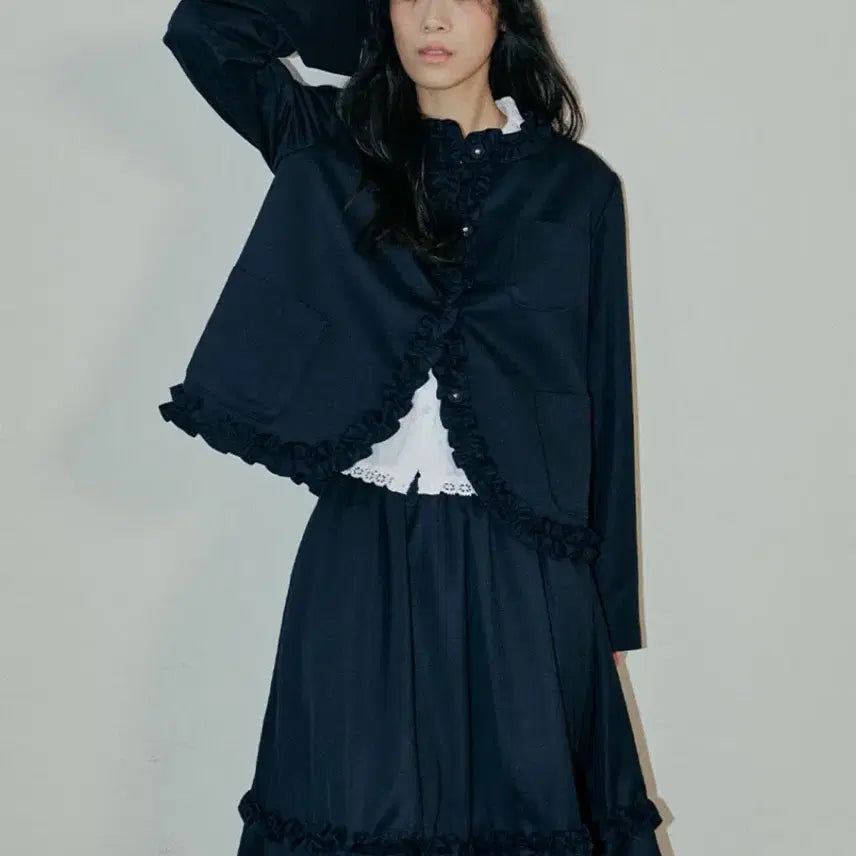 [BUNJANG] Hocus Pocus Frill Setup Set (Jacket S, Skirt Free) - New with Tags / 호쿠스포쿠스 프릴셋업 택달린 새상품!