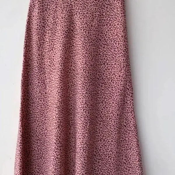[BUNJANG] Pink Leopard Print A-Line Maxi Skirt / 호피 롱스커트 a라인스커트
