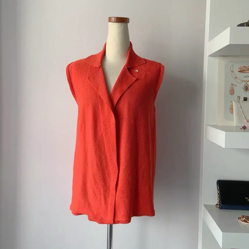 [BUNJANG] TIME POSTMODERN Red Collar Knit Vest Pullover / [55] 타임 레드 카라 니트 베스트 풀오버