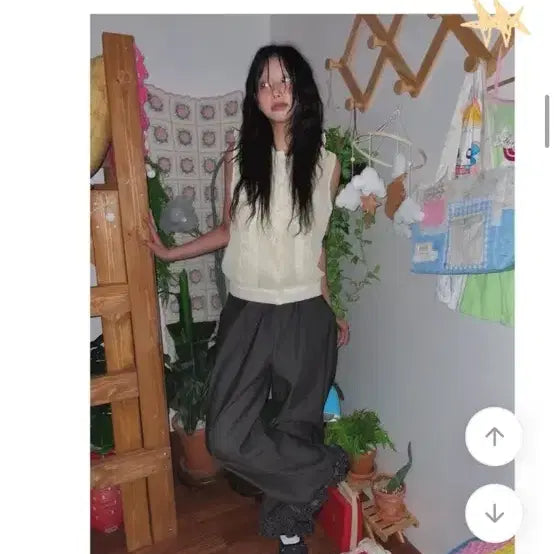 [BUNJANG] DOUCHE DOUCHE Dot Frill Wide Denim Pants / 도우치도우치 도트 프릴 와이드 데님 팬츠 새상품